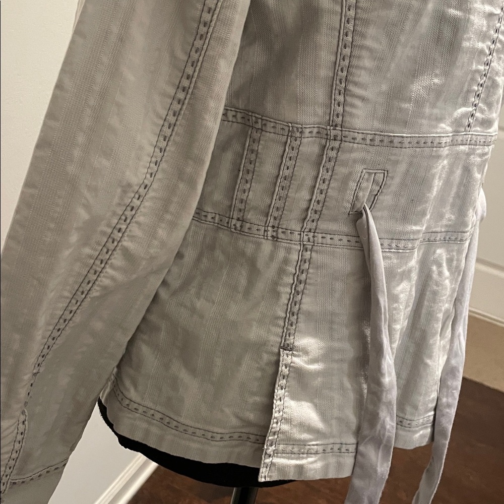 White House Black Market Fitted Blazer Jacket Size8 Light Blue-Gray Embellished - Picture 10 of 14